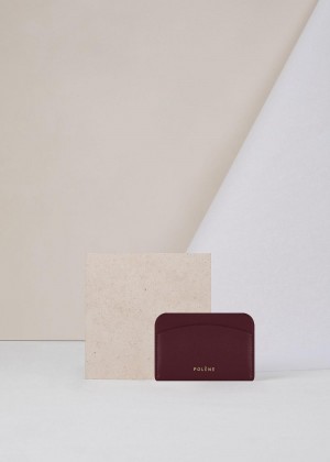 Polene Card Holder Wallets Burgundy | 40869RLOF