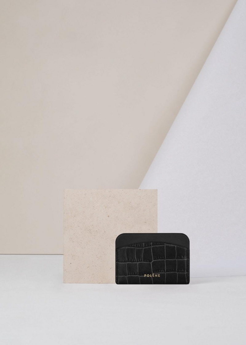 Polene Card Holder Wallets Black | 87391NTOZ