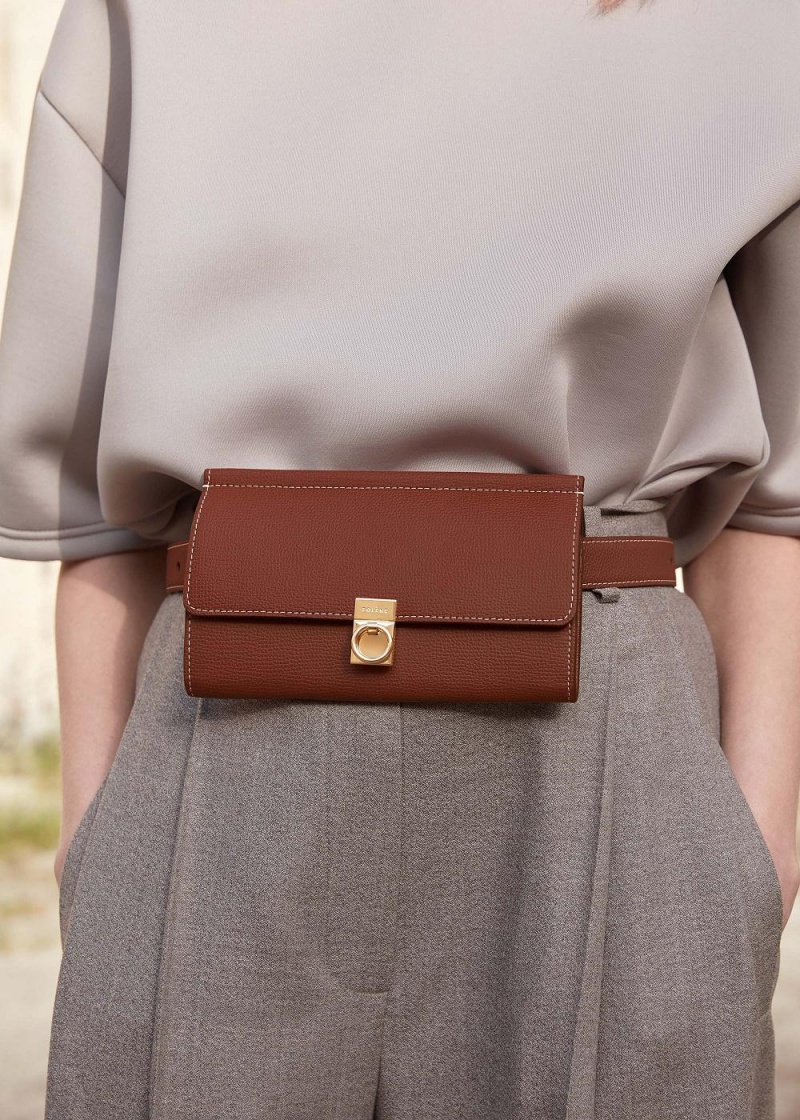 Polene Numéro Sept Belt Bags dark brown | 52481VEAH